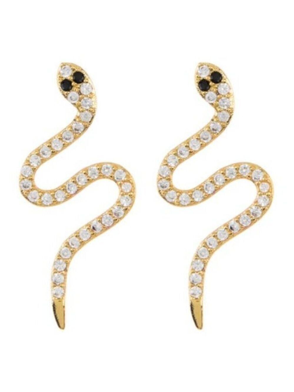 14K Gold Plated Sterling Silver Snake StudEarrings